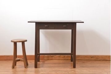 レトロ家具　昭和レトロ 古い木のシンプルな平机(テーブル、デスク、在宅ワーク、在宅用)　