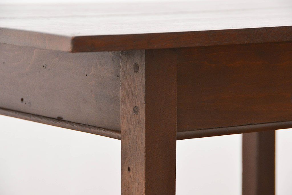 レトロ家具　昭和レトロ 古い木のシンプルな平机(テーブル、デスク、在宅ワーク、在宅用)　