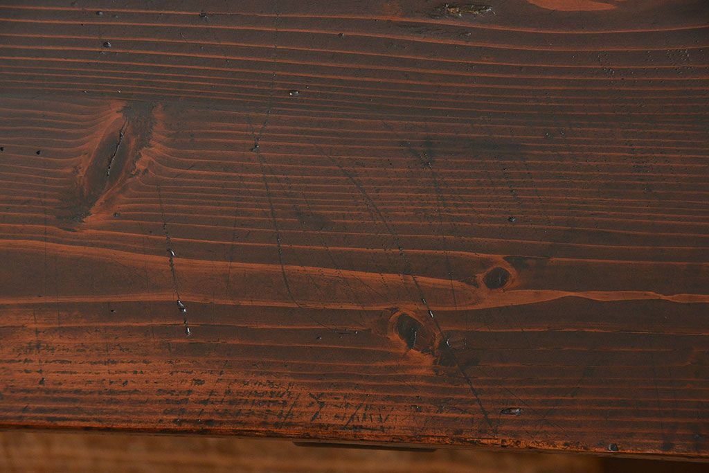 アンティーク家具　アンティーク 古い木の使い込まれた平机(テーブル、デスク、在宅ワーク、在宅用)　