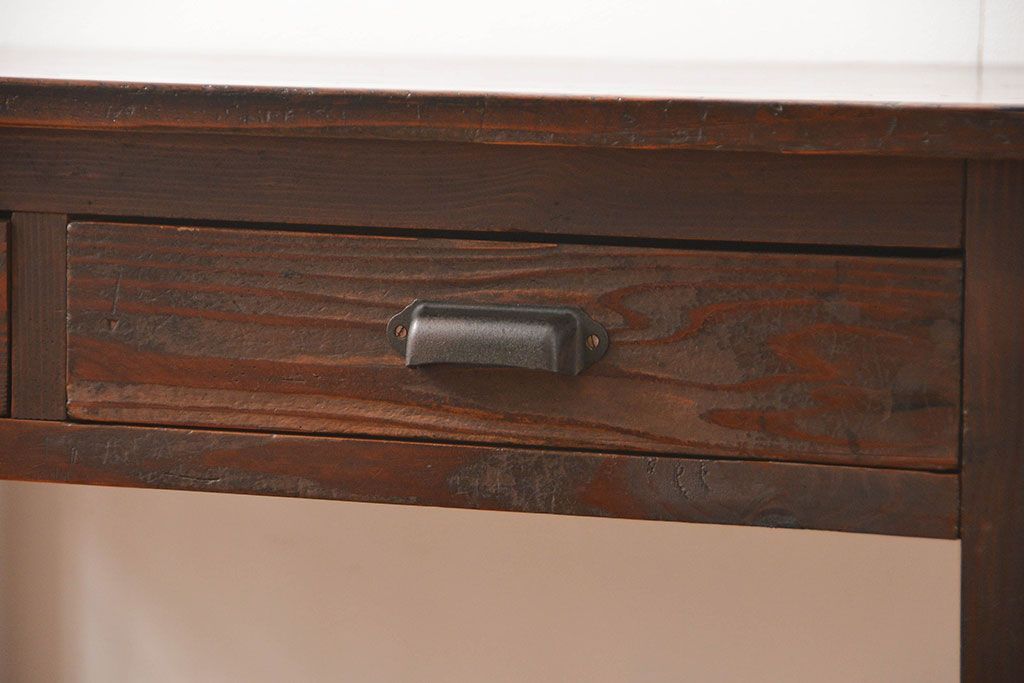 アンティーク家具　アンティーク 古い木の使い込まれた平机(テーブル、デスク、在宅ワーク、在宅用)　