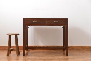 レトロ家具　アンティーク レトロなデザインの古い平机(テーブル、デスク、在宅ワーク、在宅用)　