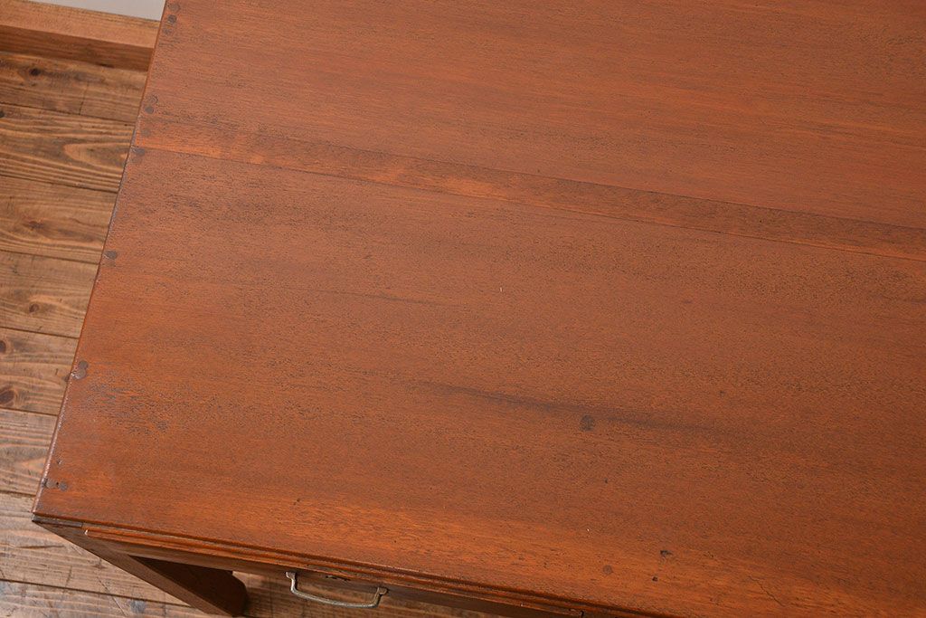 レトロ家具　アンティーク レトロなデザインの古い平机(テーブル、デスク、在宅ワーク、在宅用)　