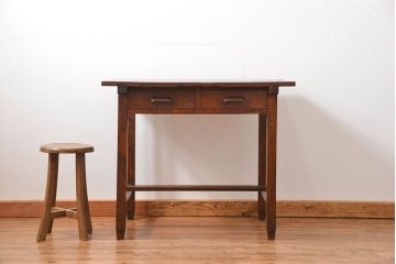 レトロ家具　アンティーク 古い栓材のレトロな平机(テーブル・デスク)