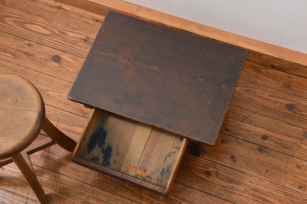 アンティーク家具　和製アンティーク 小さな引き出し付きテーブル(机)