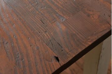 アンティーク家具　アンティークペイント 天板古材の両面引き出しダイニングテーブル(机、作業台)