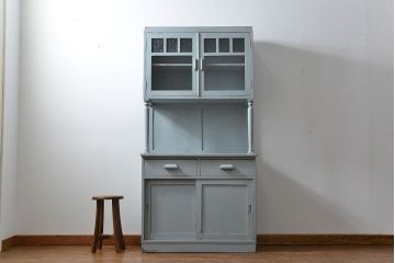 アンティーク家具　アンティークペイント　かわいいカップボード(食器棚、収納棚)