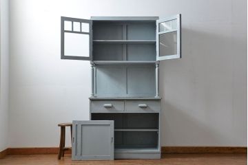 アンティーク家具　アンティークペイント　かわいいカップボード(食器棚、収納棚)