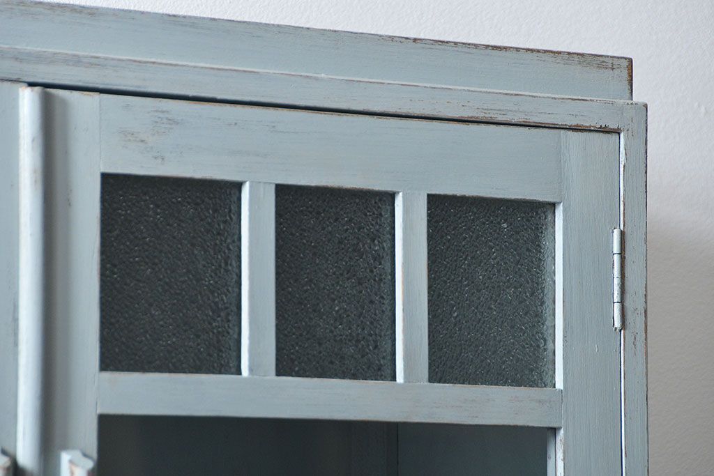 アンティーク家具　アンティークペイント　かわいいカップボード(食器棚、収納棚)