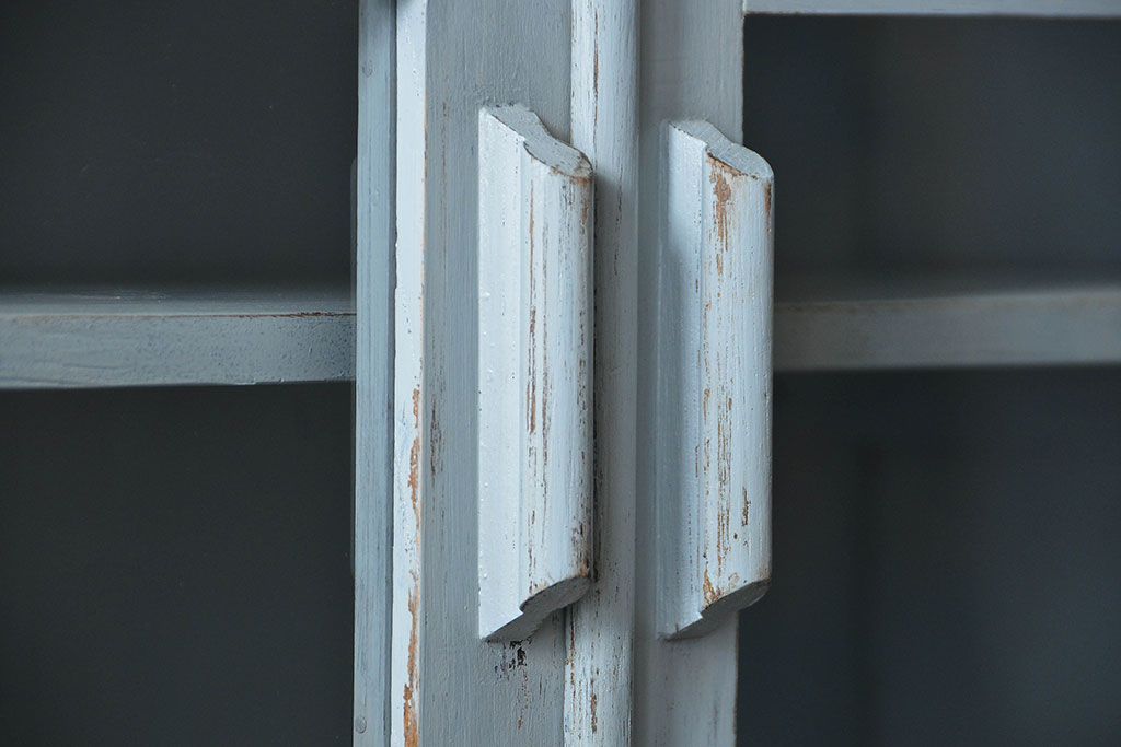 アンティーク家具　アンティークペイント　かわいいカップボード(食器棚、収納棚)