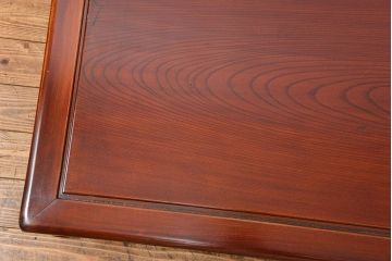 アンティーク家具　古民具・骨董 漆塗りの彫刻入り総欅座卓(机、テーブル)　