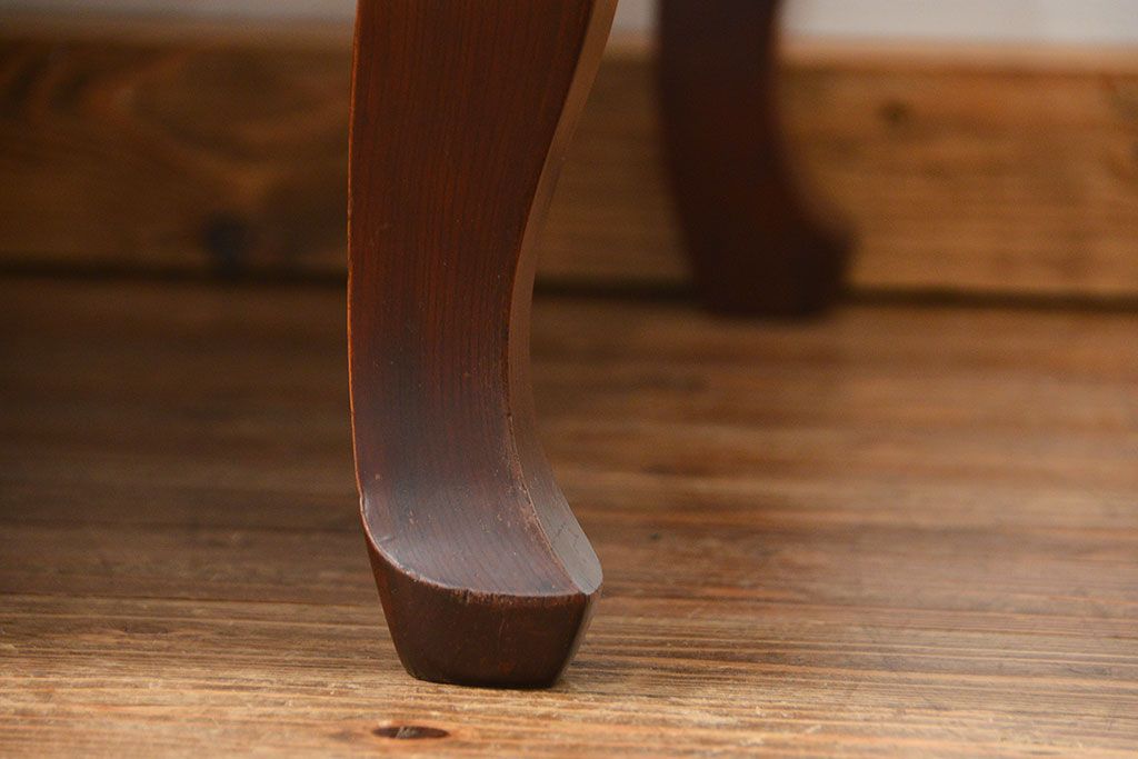 アンティーク家具　古民具・骨董 漆塗りの彫刻入り総欅座卓(机、テーブル)　