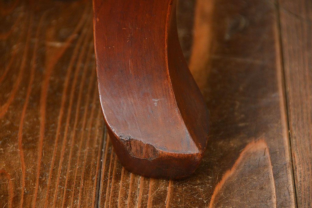 アンティーク家具　古民具・骨董 漆塗りの彫刻入り総欅座卓(机、テーブル)　