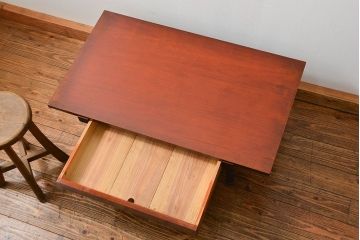 アンティーク家具　アンティーク シンプルな引き出し付き文机(テーブル、デスク、在宅ワーク、在宅用、作業台)