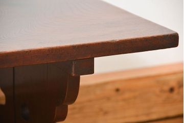 アンティーク家具　古民具・骨董 総欅材の使い込まれた文机(経机、テーブル)　