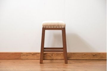 アンティーク家具　アンティーク 古いナラ材の角スツール(イス、椅子)