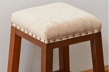 アンティーク家具　アンティーク 古いナラ材の角スツール(イス、椅子)