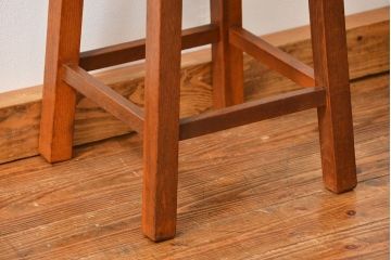 アンティーク家具　アンティーク 古いナラ材の角スツール(イス、椅子)