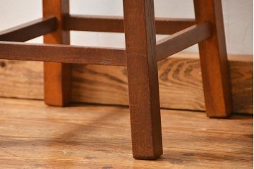 アンティーク家具　アンティーク 古いナラ材の角スツール(イス、椅子)