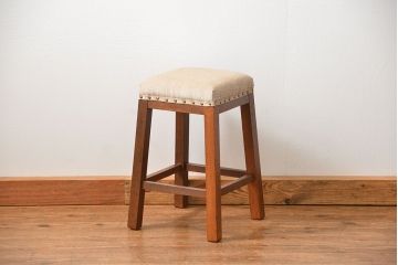 アンティーク家具　アンティーク 古いナラ材の角スツール(イス、椅子)