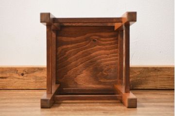アンティーク家具　アンティーク 古いナラ材の角スツール(イス、椅子)
