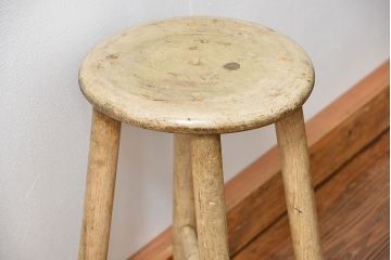 アンティーク家具　アンティーク 使い込まれたペイントスツール(1)(丸椅子、イス)