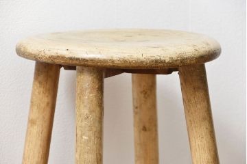アンティーク家具　アンティーク 使い込まれたペイントスツール(1)(丸椅子、イス)