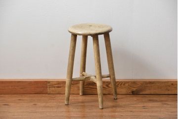 アンティーク家具　アンティーク 使い込まれたペイントスツール(1)(丸椅子、イス)