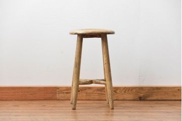 アンティーク家具　アンティーク 使い込まれたペイントスツール(2)(丸椅子、イス)