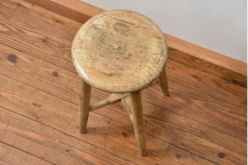 アンティーク家具　アンティーク 使い込まれたペイントスツール(2)(丸椅子、イス)