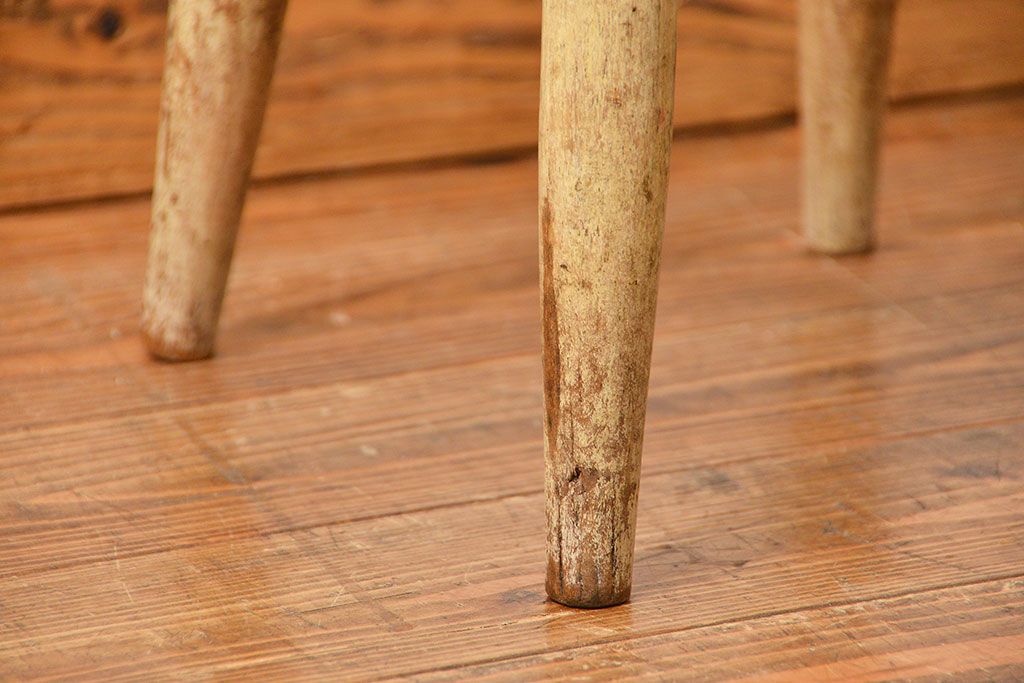 アンティーク家具　アンティーク 使い込まれたペイントスツール(2)(丸椅子、イス)