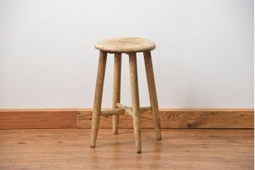 アンティーク家具　アンティーク 使い込まれたペイントスツール(2)(丸椅子、イス)