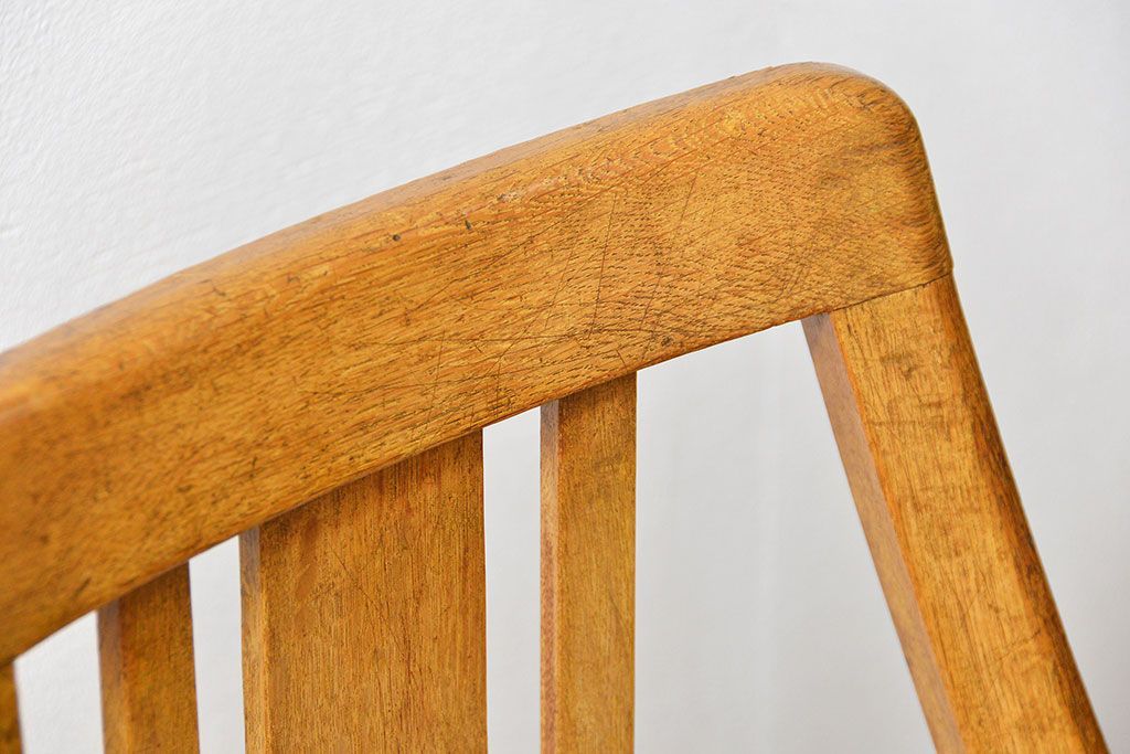 レトロ家具　昭和レトロ 古いナラ材のかわいい回転イス(椅子、イス)