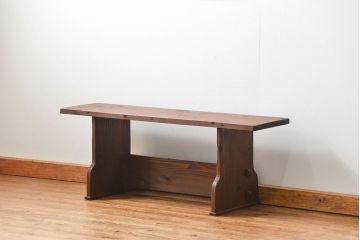 アンティーク家具　アンティーク 古い木の2人掛けベンチ(長イス、長椅子)　