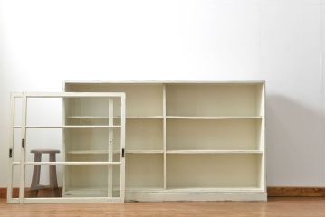 アンティーク家具　アンティークペイント　シンプルな収納棚(飾り棚、本棚)