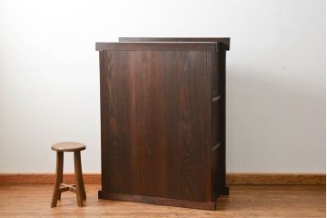 アンティーク家具　古民具・骨董 希少なサイズ 小振りな水屋箪笥収納棚(ガラスケース、本箱、食器棚)