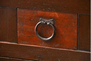 アンティーク家具　アンティーク モダンな結霜ガラス 四尺水屋箪笥(食器棚、収納棚、キャビネット)