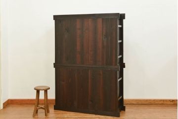 アンティーク家具　アンティーク モダンな結霜ガラス 四尺水屋箪笥(食器棚、収納棚、キャビネット)