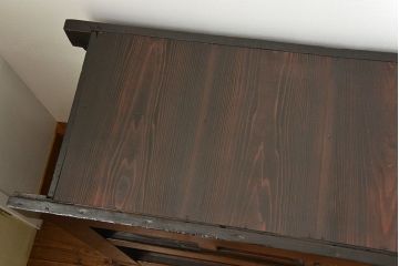 アンティーク家具　アンティーク モダンな結霜ガラス 四尺水屋箪笥(食器棚、収納棚、キャビネット)