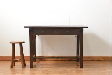 アンティーク家具　アンティーク 古いタモ材の引き出し付き平机(テーブル、デスク、在宅ワーク、在宅用)