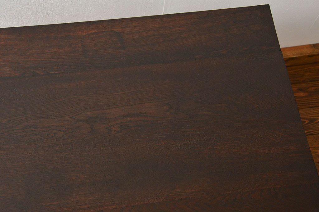 アンティーク家具　アンティーク 古いタモ材の引き出し付き平机(テーブル、デスク、在宅ワーク、在宅用)