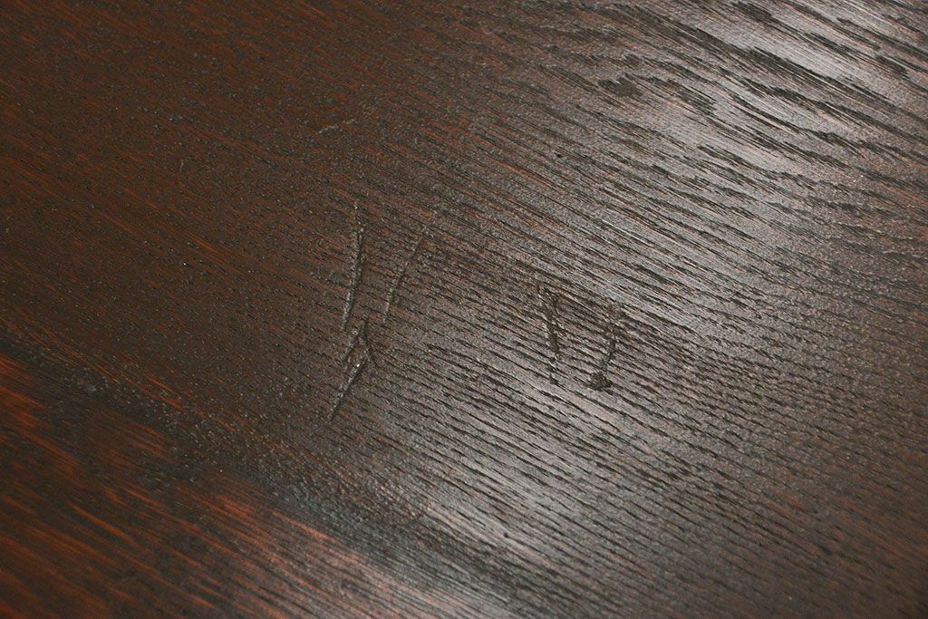 アンティーク家具　アンティーク 古いタモ材の引き出し付き平机(テーブル、デスク、在宅ワーク、在宅用)