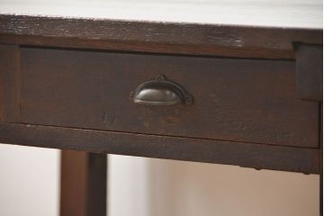 アンティーク家具　アンティーク 古いタモ材の引き出し付き平机(テーブル、デスク、在宅ワーク、在宅用)