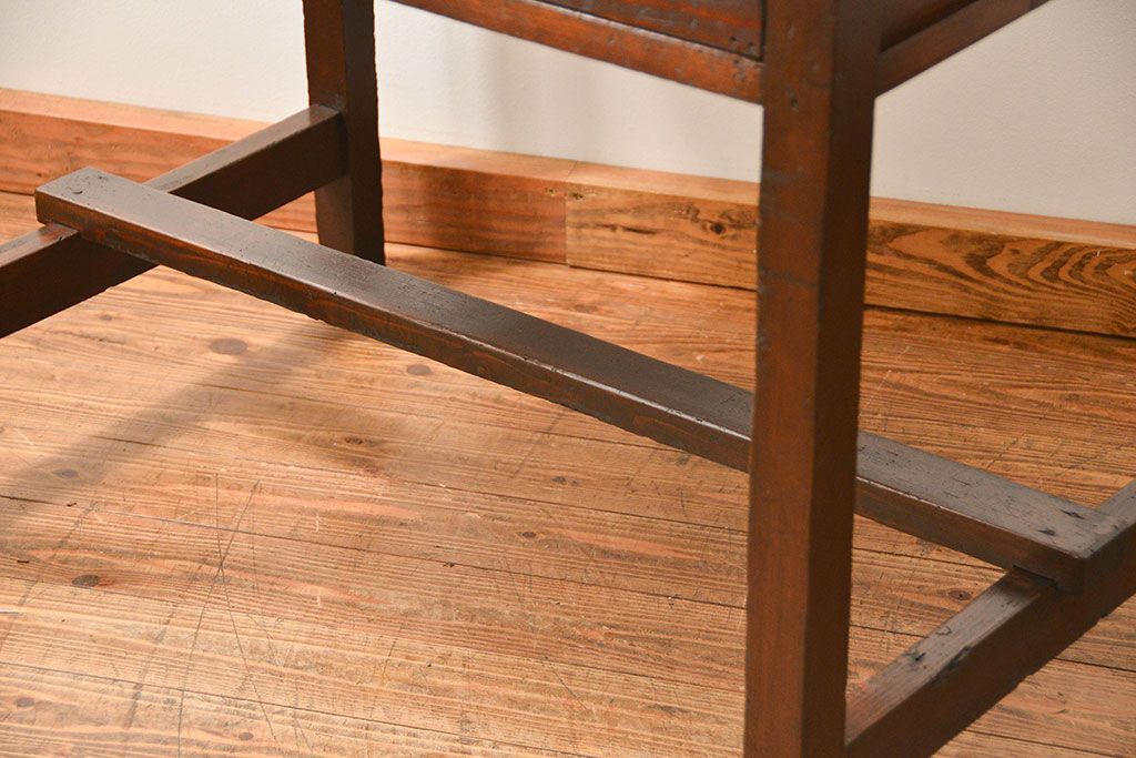 レトロ家具　昭和レトロ 古い木のアンティーク平机(テーブル、デスク、在宅ワーク、在宅用)