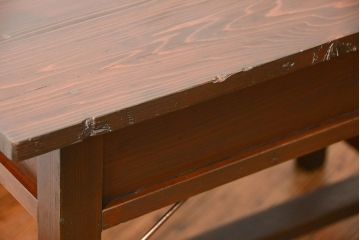 レトロ家具　昭和レトロ 古い木のアンティーク平机(テーブル、デスク、在宅ワーク、在宅用)
