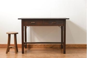 レトロ家具　昭和レトロ 古い木のアンティーク平机(テーブル、デスク、在宅ワーク、在宅用)