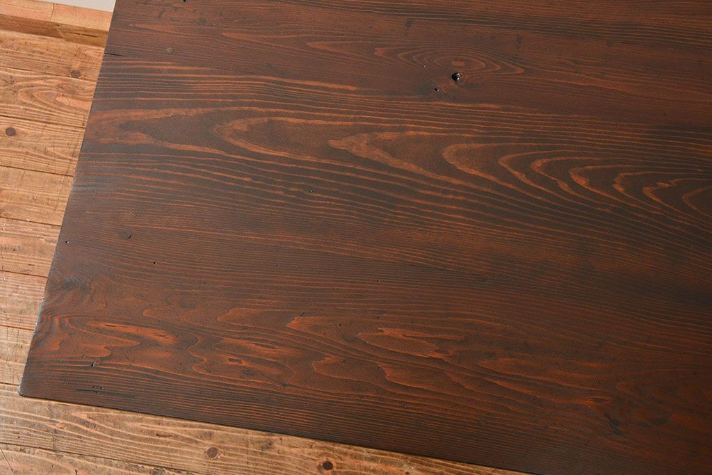 レトロ家具　昭和レトロ 古い木のアンティーク平机(テーブル、デスク、在宅ワーク、在宅用)