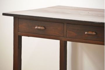 レトロ家具　昭和レトロ 古い木のアンティーク平机(テーブル、デスク、在宅ワーク、在宅用)