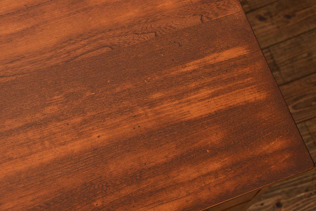 レトロ家具　昭和レトロ 古い木のアンティーク片袖机(テーブル、デスク、在宅ワーク、在宅用)