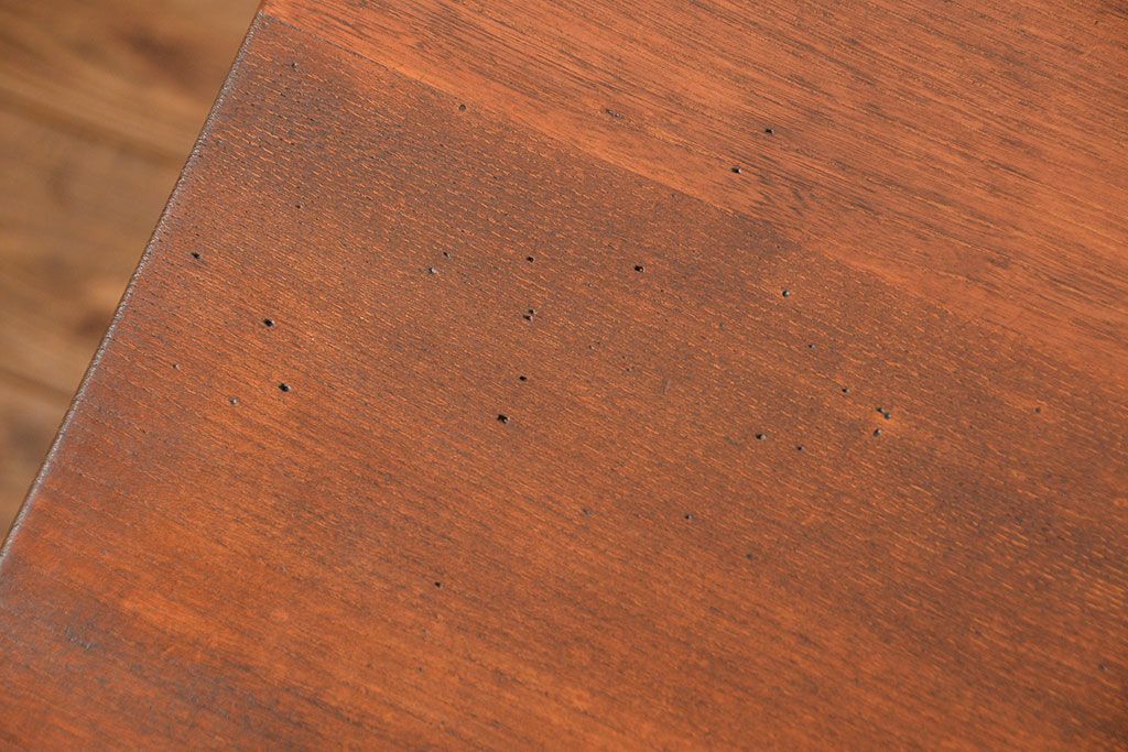 レトロ家具　昭和レトロ 古い木のアンティーク片袖机(テーブル、デスク、在宅ワーク、在宅用)