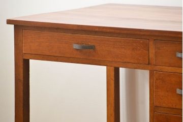 レトロ家具　昭和レトロ 古い木のアンティーク片袖机(テーブル、デスク、在宅ワーク、在宅用)